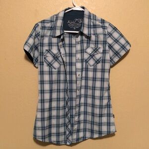 Blue Plaid Short Sleeve Shirt